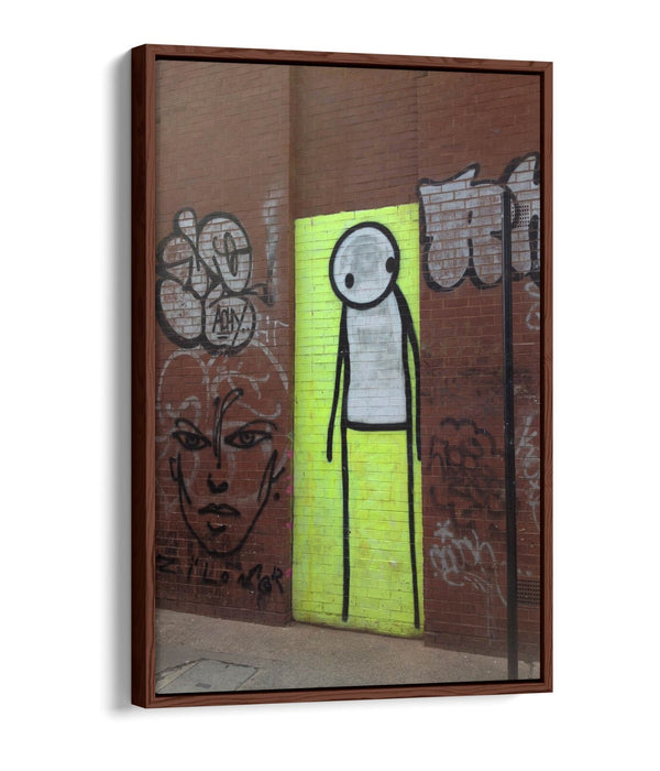Canvas Art Print - Yellow Graffiti Wall Art With Float Effect & MDF Frame