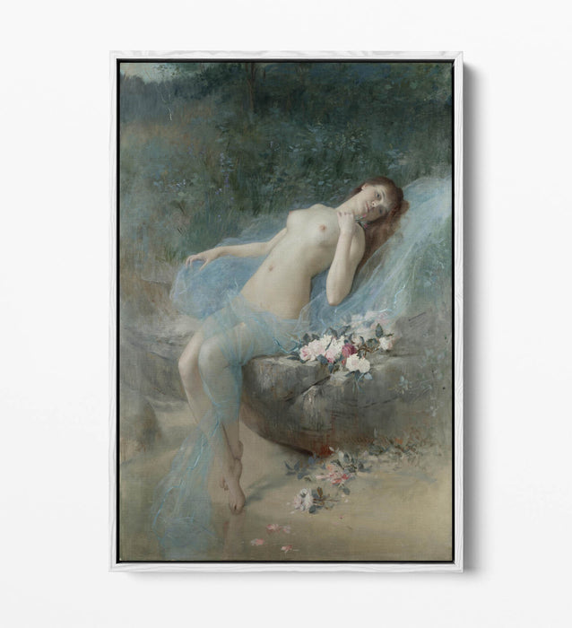 Canvas Wall Art Print - Reclining Nude Float Effect on Premium MDF Frame