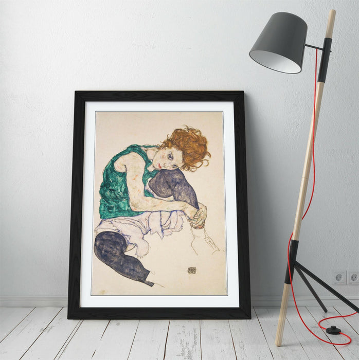 Framed Art Poster - Handmade UK Frame, Egon Schiele Seated Woman Artwork