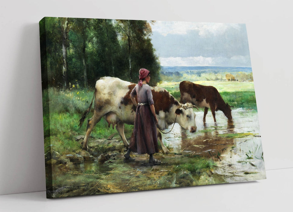 Canvas Wall Art – Julien Dupre Young Woman Soaring Cattle Artwork Print