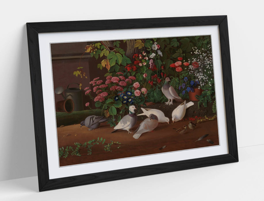 Framed Wall Art - Ferdinand Von Wright Garden Flower Print With Woodgrain Frame