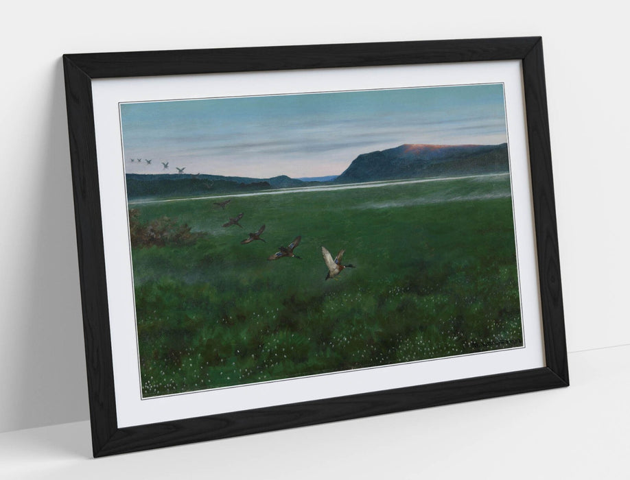 Framed Wall Art - Theodor Kittelsen Wild Ducks Painting | Matte Paper Print