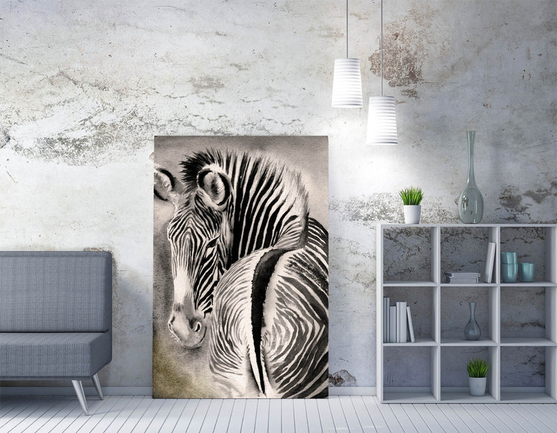 Watercolour Zebra Canvas - Handmade Premium Animal Print | Ready To Hang Wall Art