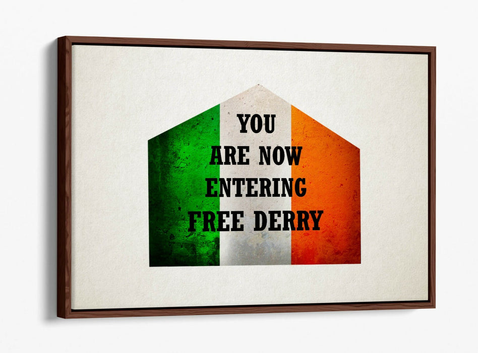 FREE DERRY CORNER IRISH FLAG, DERRY GIRLS  -FLOAT EFFECT CANVAS ART PRINT