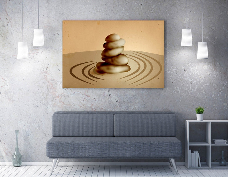 Abstract Canvas Wall Art - Framed Zen Stone Print | Premium Varnish Finish