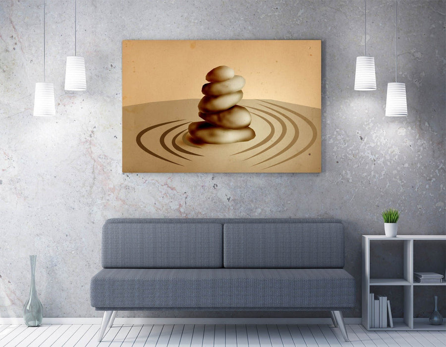 Abstract Canvas Wall Art - Framed Zen Stone Print | Premium Varnish Finish