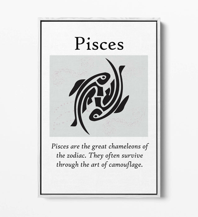 PISCES STAR SIGN ZODIAC ASTROLOGY QUOTE -FLOAT EFFECT CANVAS WALL ART PRINT