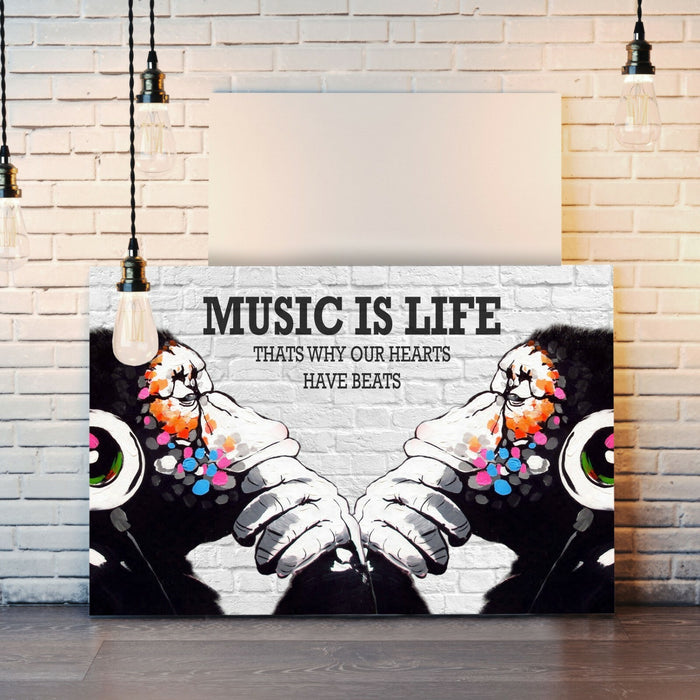 MONKEY DJ BANKSY MUSIC IS LIFE CANVAS STREET WALL ART PRINT ARTWORK GORILLA MM