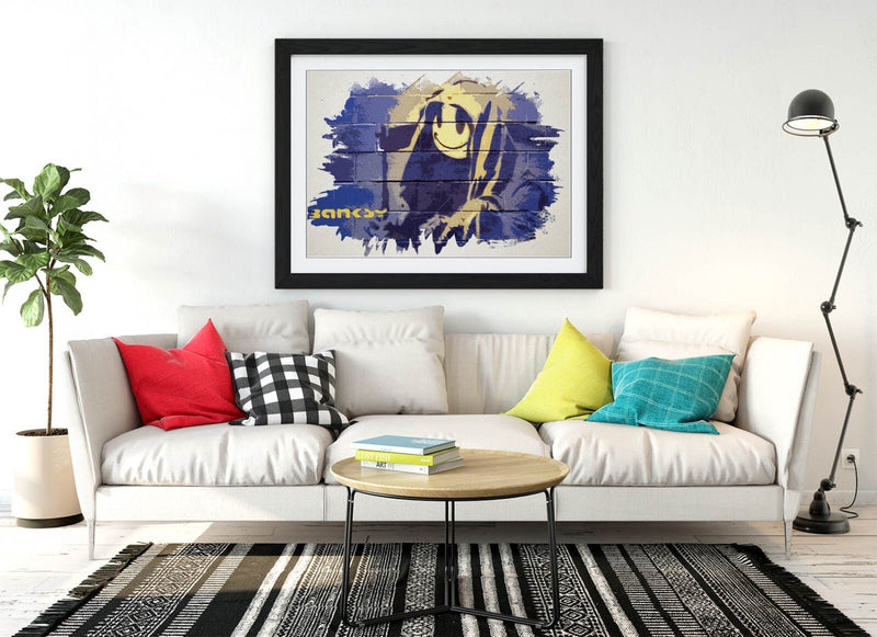 Banksy Framed Art Print – Graffiti Wall Art | Grim Reaper Watercolour Style Poster