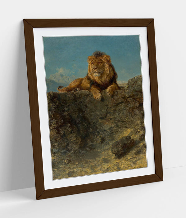 LUDWIG KNAUS, ENTHRONED LION -FRAMED WALL ART POSTER PRINT 4 SIZES