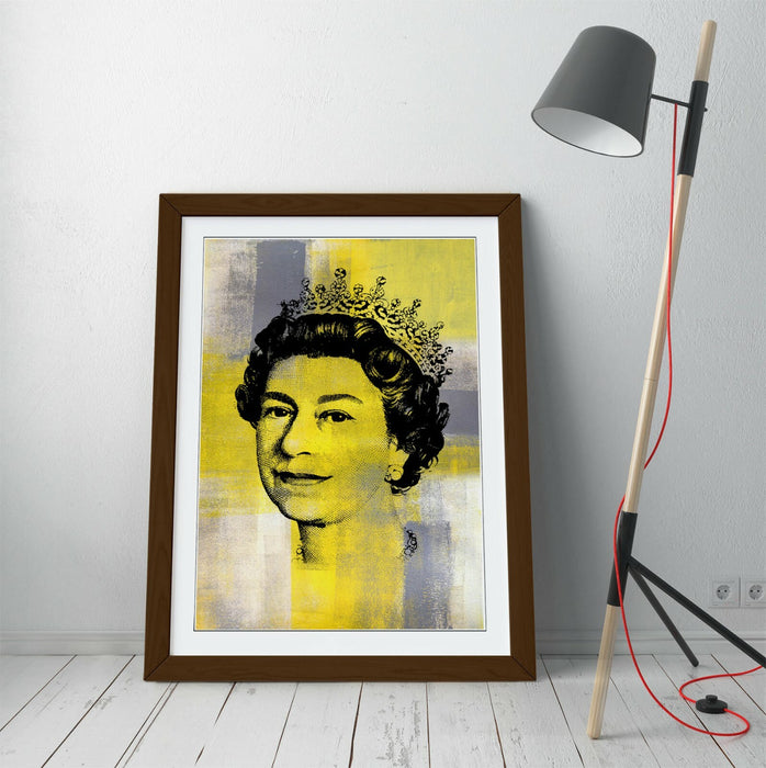 QUEEN YELLOW GREY -FRAMED ART POSTER PICTURE PRINT ARTWORK- BLACK