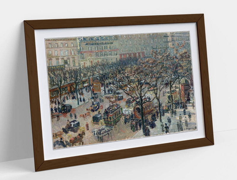 Framed Art Poster - 'Camille Pissarro, Boulevard of the Italians' Print With Woodgrain Frame