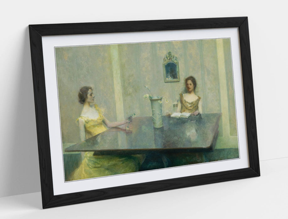 Framed Wall Art - Thomas Wilmer Dewing A Reading Painting Poster Print 4 Sizes