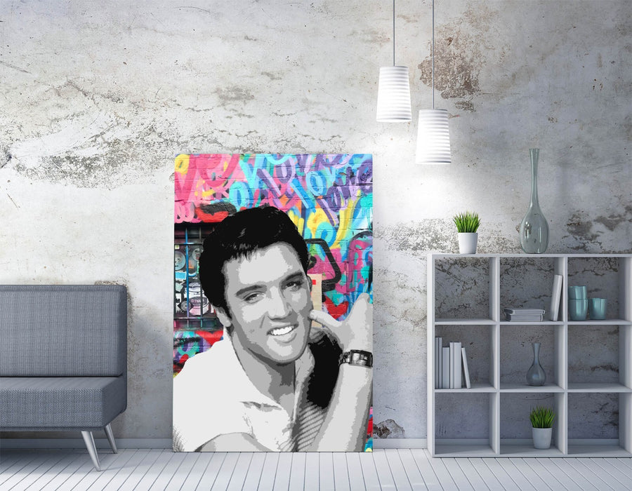 ELVIS PRESLEY GRAFFITI -CANVAS WALL ART PRINT ARTWORK BANKSY STYLE