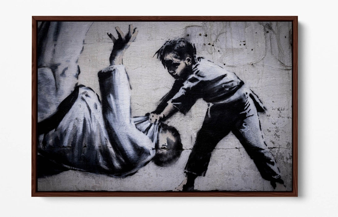Float Effect Canvas Art – Banksy Ukraine Judoka Putin Boy Wall Print with Premium Frame