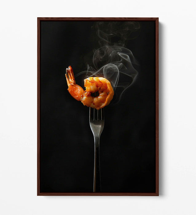 Prawn Kitchen Canvas - Float Effect Art With Premium Varnish Finish Frame