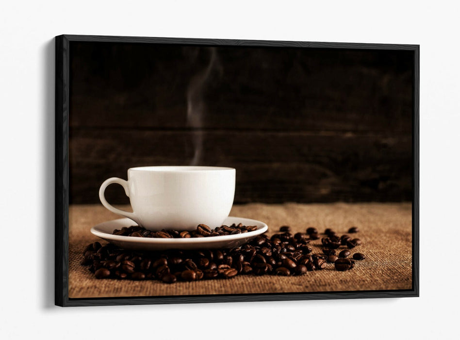 Canvas Wall Art - Coffee Cup Canvas With Float Effect | Handmade UK Premium Varnish Finish
