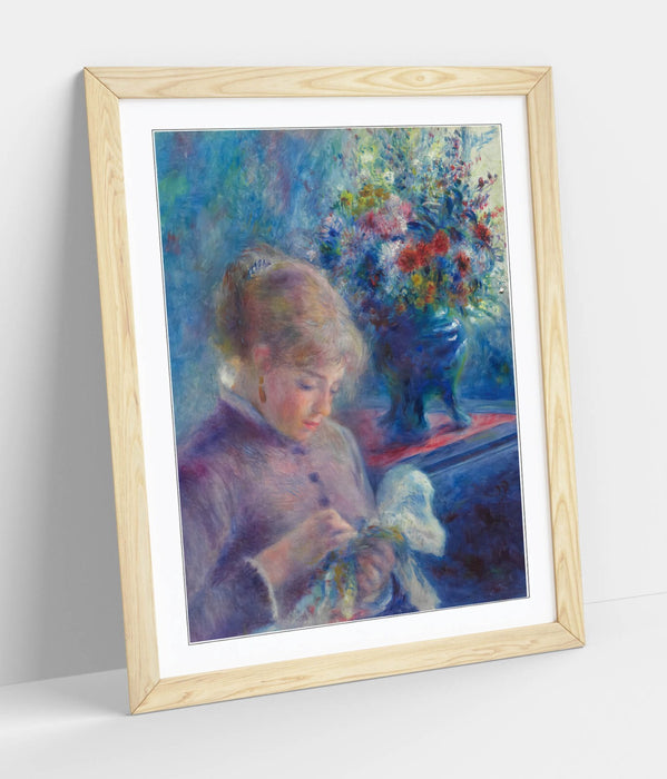 Renoir Framed Wall Art – Young Woman Sewing Classic Art Print UK, Ready To Hang