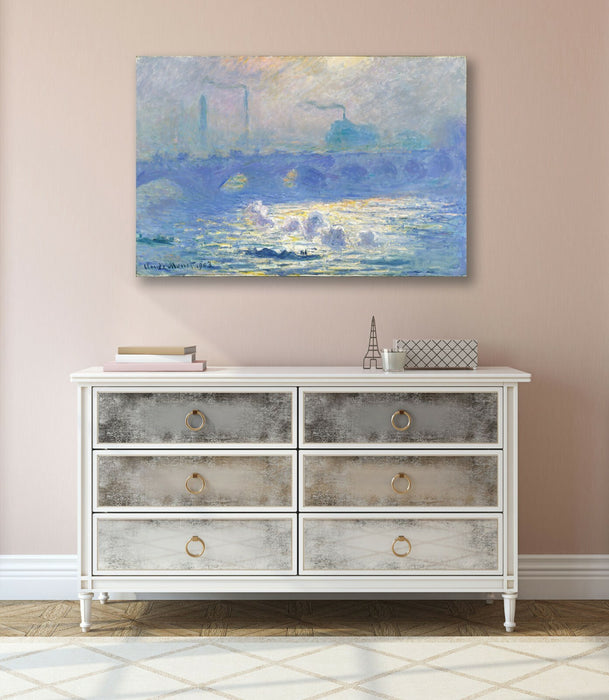 Canvas Wall Art – Claude Monet Waterloo Bridge Framed Canvas Print 30mm Deep Edge