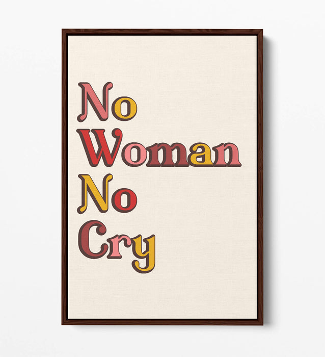 "NO WOMAN NO CRY" BOB MARLEY HOME LOVE QUOTE -FLOAT EFFECT CANVAS ART PRINT