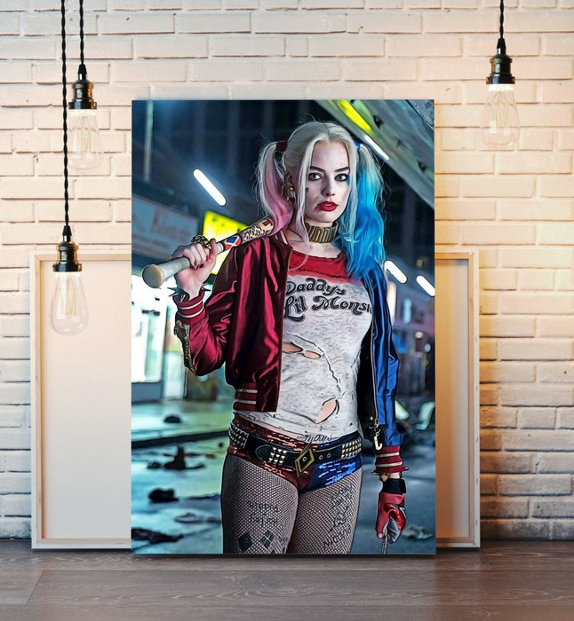 Harley Quinn Canvas Art – Suicide Squad Wall Print With Premium Varnish Finish