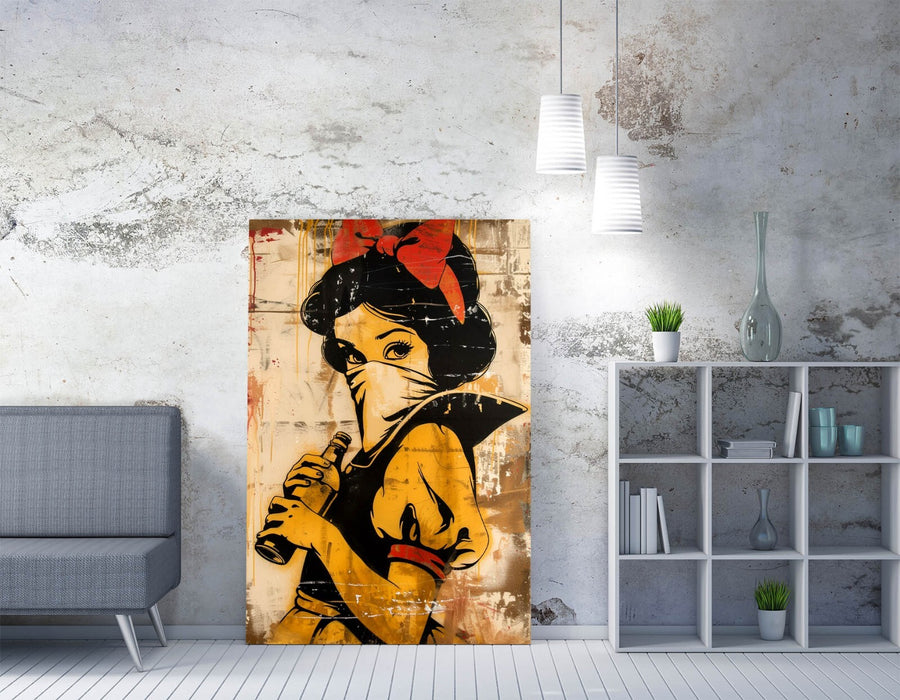 Canvas Wall Art - Edgy Snow White Graffiti Urban Art Canvas Print | Ready To Hang