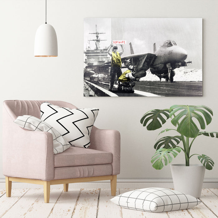 BANKSY APPLAUSE AIRCRAFT CARRIER CANVAS STREET WALL ART GRAFFITI PRINT ARTWORK