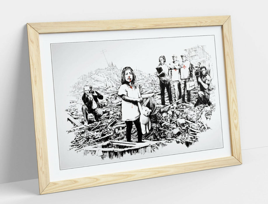 BANKSY MEDIA -ART FRAMED POSTER PICTURE PRINT ARTWORK- BLACK & WHITE