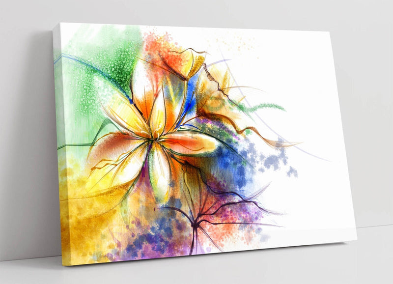 Canvas Wall Art - Abstract Multi Colour Flower Artwork | Ready To Hang, Premium Finish