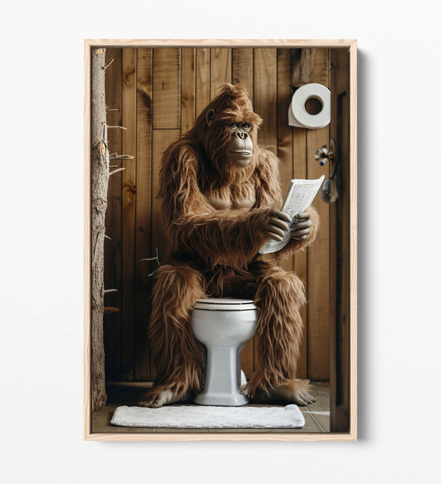 Bigfoot Canvas Art – Funny Bathroom Wall Decor | Float Effect Canvas Print