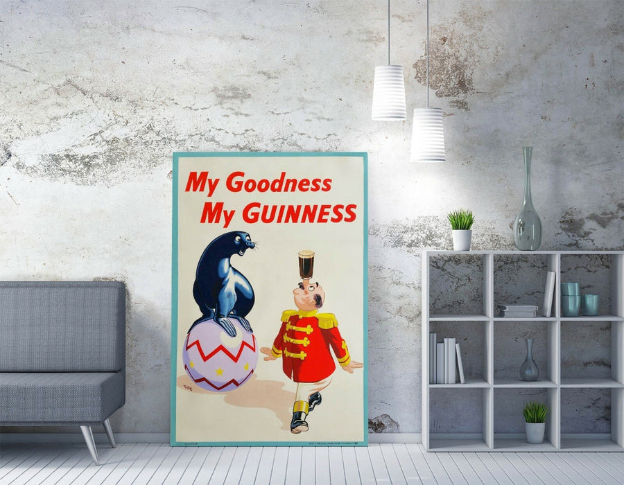 Vintage Guinness Poster - Handmade Canvas Wall Art | Pub Wall Decor Print