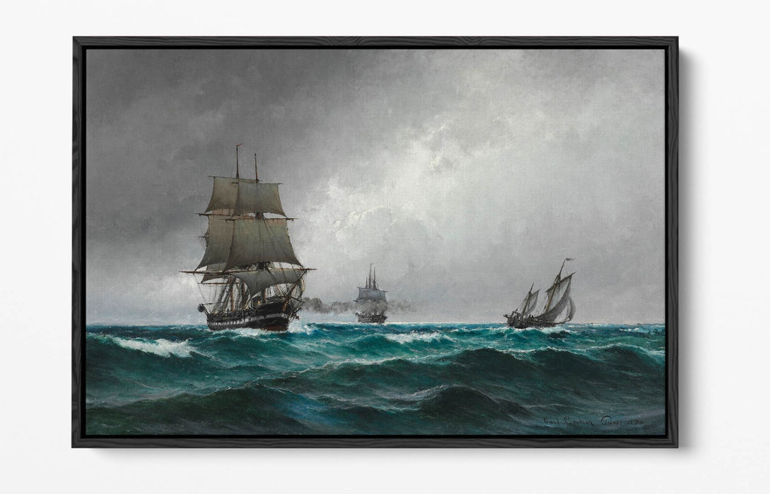 CARL LOCHER, QUIET EVENING IN THE NORTH SEA -FLOAT EFFECT CANVAS WALL ART PRINT