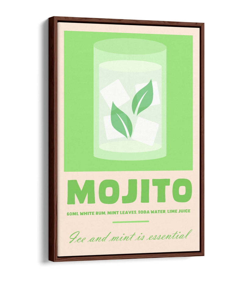 Mojito Cocktail Poster - Premium Float Effect Canvas Wall Art For Kitchen Decor