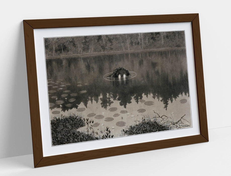 Framed Wall Art Poster – Theodor Kittelsen Water Sprite Print, UK Made Frame