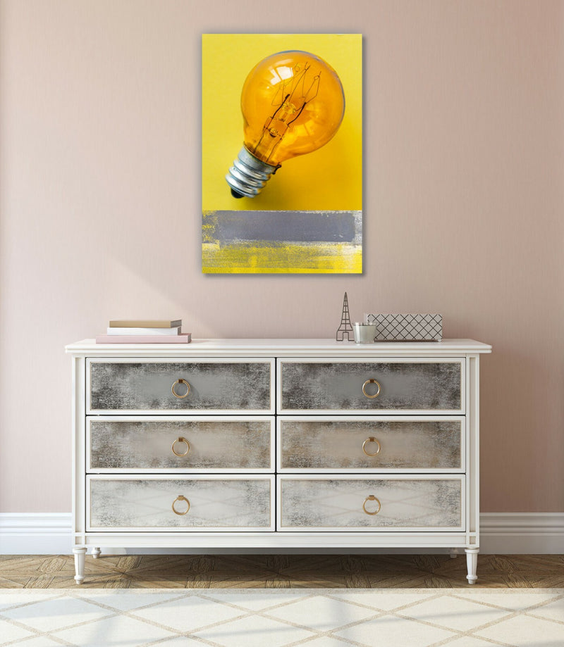 Canvas Wall Art | Yellow Grey Artwork on 30mm Deep Frame - Handmade, Vibrant Print