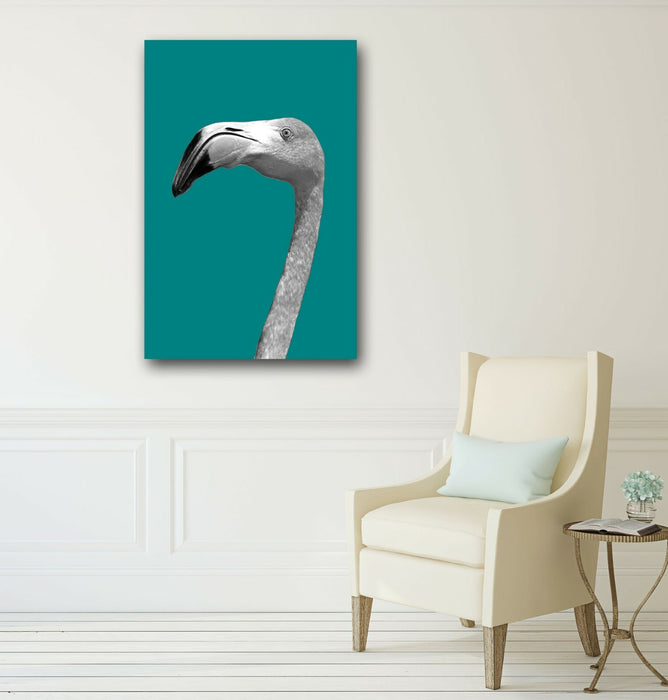 Flamingo Canvas Art – Black And White Teal Wall Decor On Premium Canvas Print