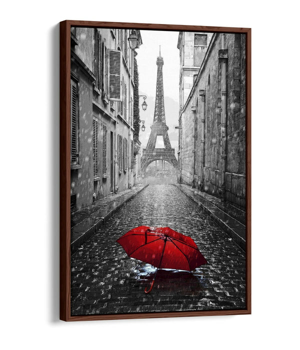 Canvas Wall Art – Paris Red Umbrella Print | Float Effect Canvas, Ready to Hang