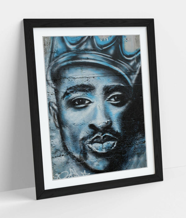 TUPAC GRAFFITI -ART FRAMED POSTER PICTURE PRINT ARTWORK- GREY WHITE