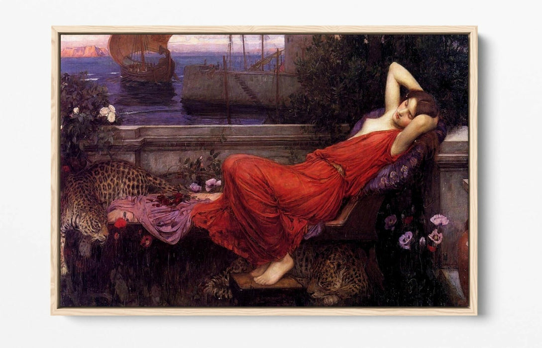 JOHN WILLIAM WATERHOUSE ARIADNE -FLOAT EFFECT CANVAS WALL ART PIC PRINT- RED