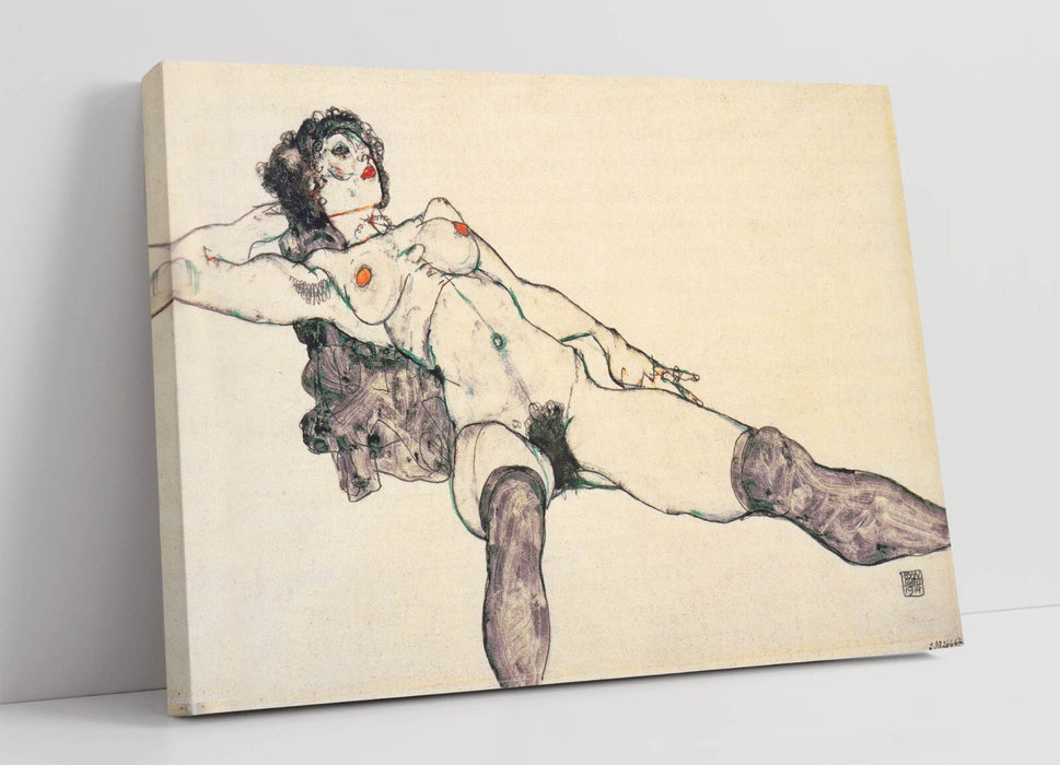 Egon Schiele Canvas Art - Framed Female Nude Painting | Premium Varnish Finish