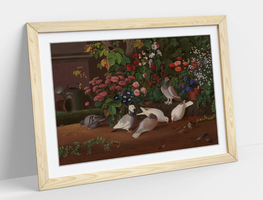 Framed Wall Art - Ferdinand Von Wright Garden Flower Print With Woodgrain Frame