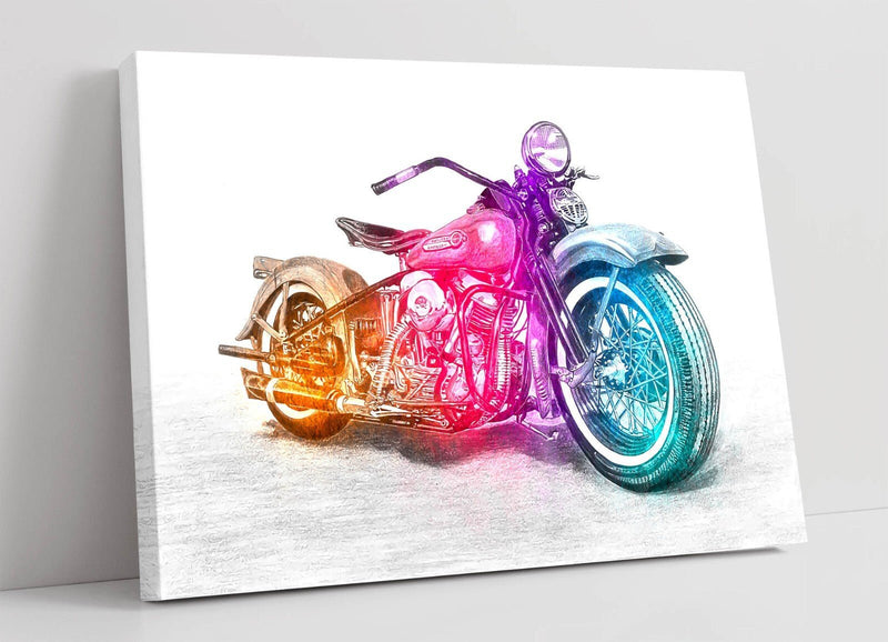 Motorcycle Canvas Art – Multicolor Bike Artwork | Framed Wall Art Print