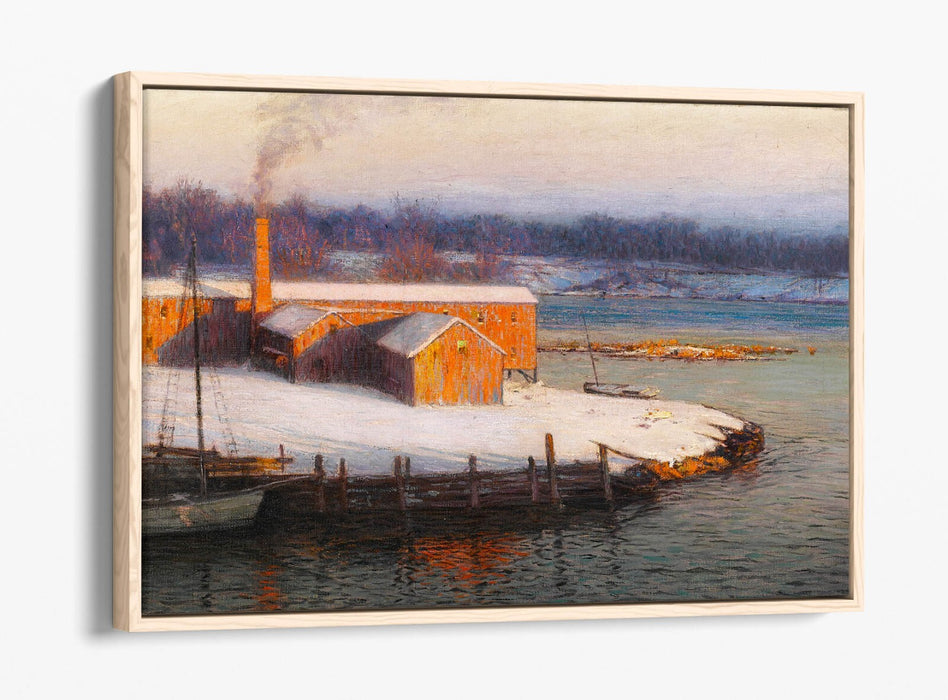L. BIRGE HARRISON, THE RED MILL AT COS COB -FLOAT EFFECT CANVAS WALL ART PRINT