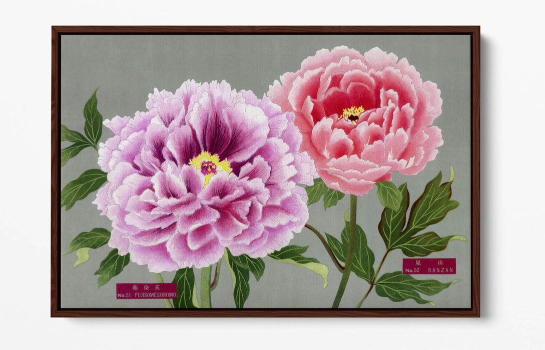 Vintage Canvas Wall Art – Peony Flower Print with Pink Purple Flowers | Handmade Canvas Print