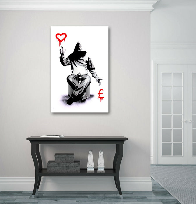BANKSY LOVE OR MONEY GRAFFITI CANVAS WALL ART PRINT ARTWORK PAINTING DEEP FRAMED