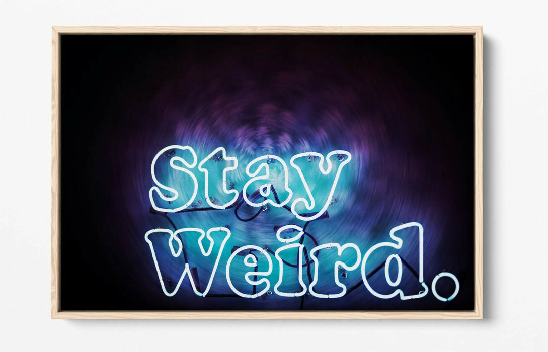 Blue Neon Sign Canvas - Float Effect Canvas Wall Art With Premium Varnish Finish