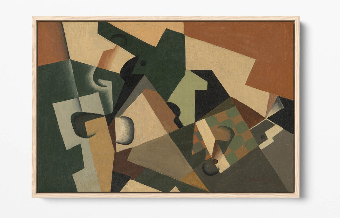 JUAN GRIS, GLASS AND CHECKERBOARD -FLOAT EFFECT CANVAS WALL ART PRINT