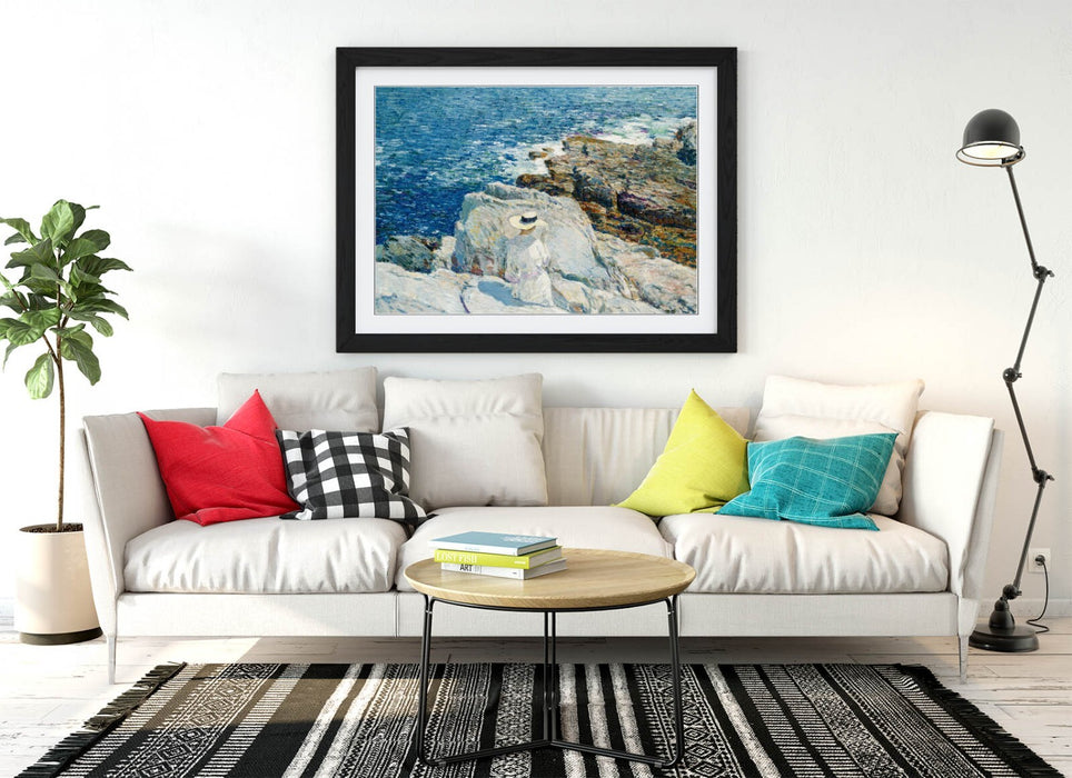 Framed Wall Art Print – Childe Hassam South Ledges Artwork | Matte Paper, Woodgrain Frame