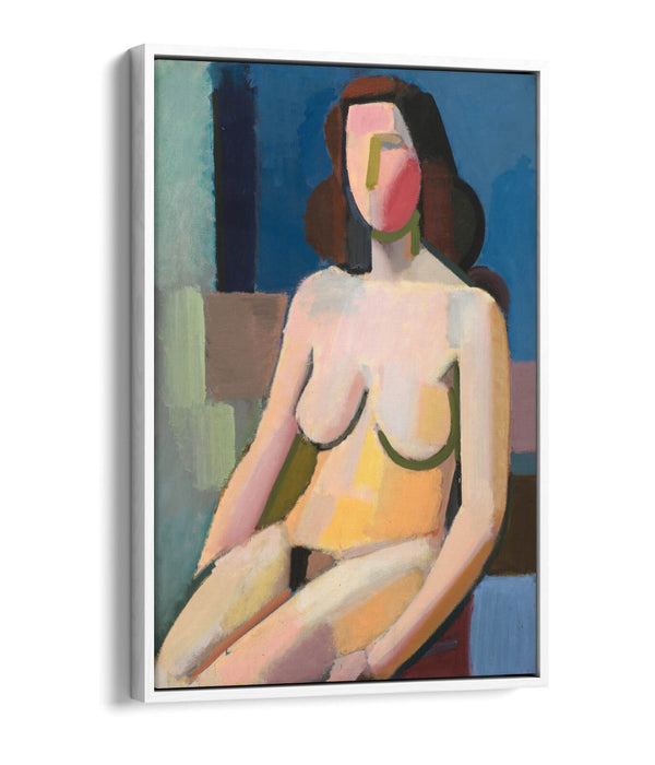Float Effect Canvas Art - Seated Female Model On Premium MDF Frame With Varnish Finish