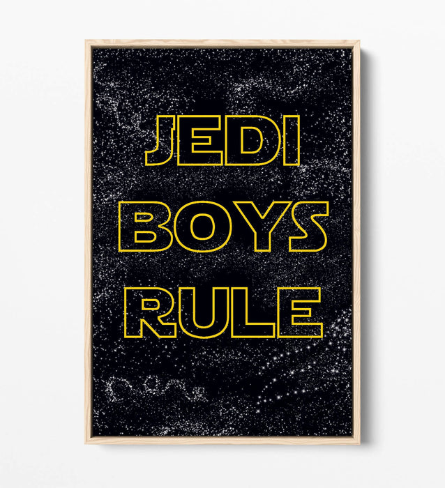 "JEDI BOYS RULE" STAR WARS STYLE QUOTE KIDS ROOM -FLOAT EFFECT CANVAS ART PRINT
